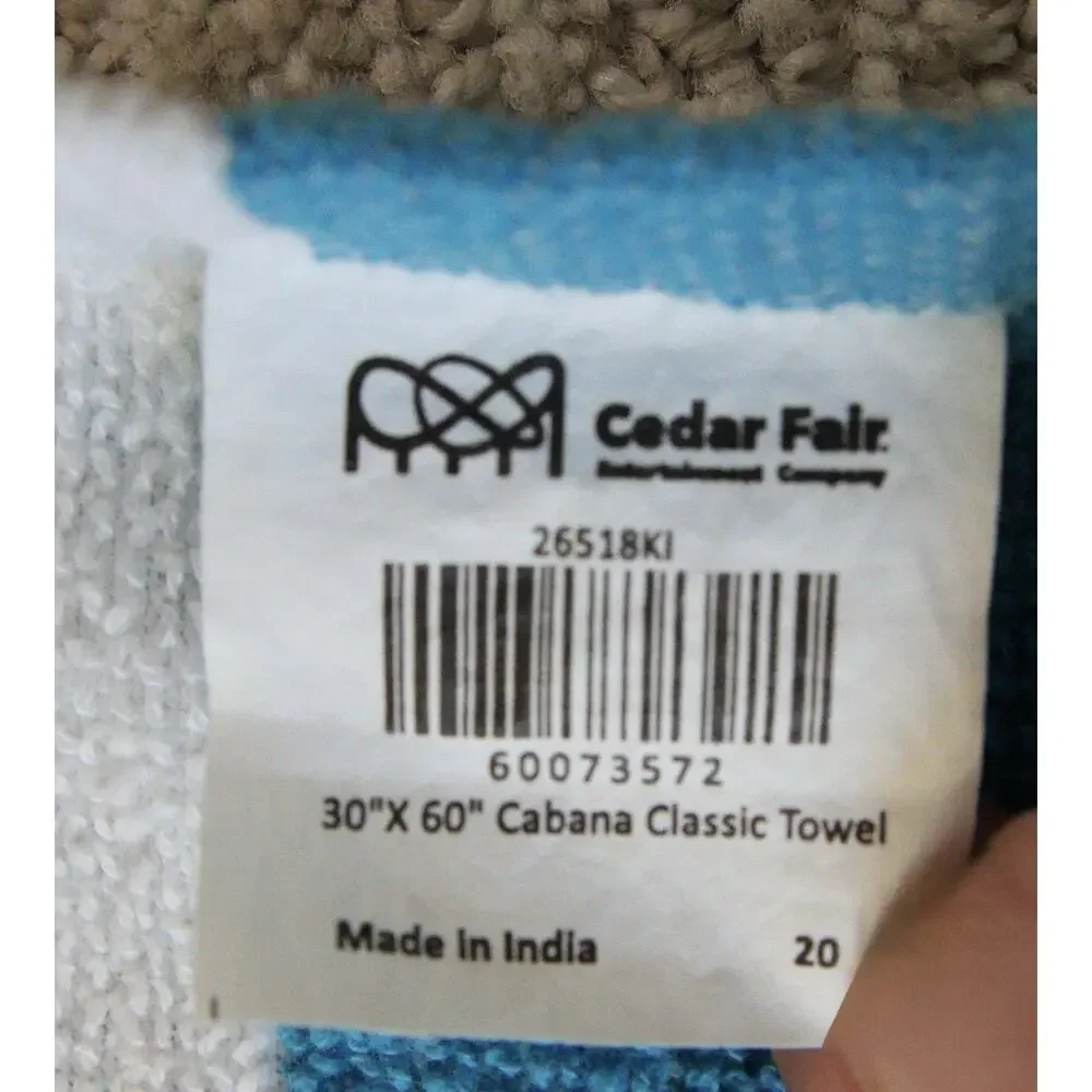 Kings Island Cabana Classic Towel 30x60 Blue White Striped Cedar Fair Souvenir 1